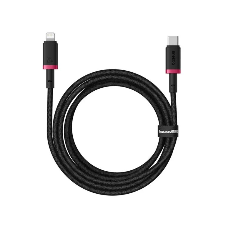 Baseus Dura must-punane USB-C–Lightning 20W kiirlaadimiskaabel Apple seadmetele, 2 m