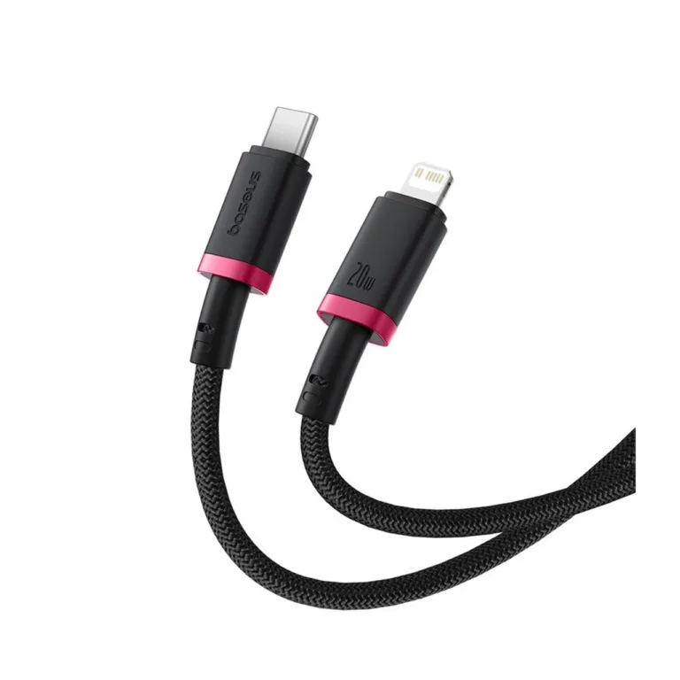 Baseus Dura P10377800U01-01 1 m must/punane Type-C–Lightning 20 W kiirlaadimiskaabel nailonkattega Apple seadmetele