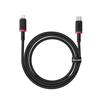 Baseus Dura P10377800U01-01 1 m must/punane Type-C–Lightning 20 W kiirlaadimiskaabel nailonkattega Apple seadmetele