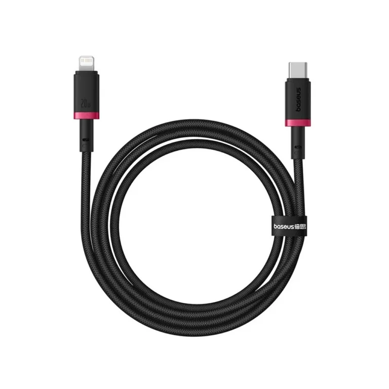 Baseus Dura P10377800U01-01 1 m must/punane Type-C–Lightning 20 W kiirlaadimiskaabel nailonkattega Apple seadmetele
