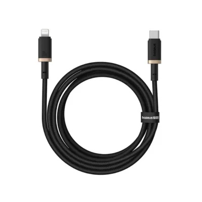 Baseus Dura P10377800U01-02 2 m must/kuldne USB-C – Lightning 20 W kiirlaadimiskaabel nailonpunutisest Apple'i seadmetele