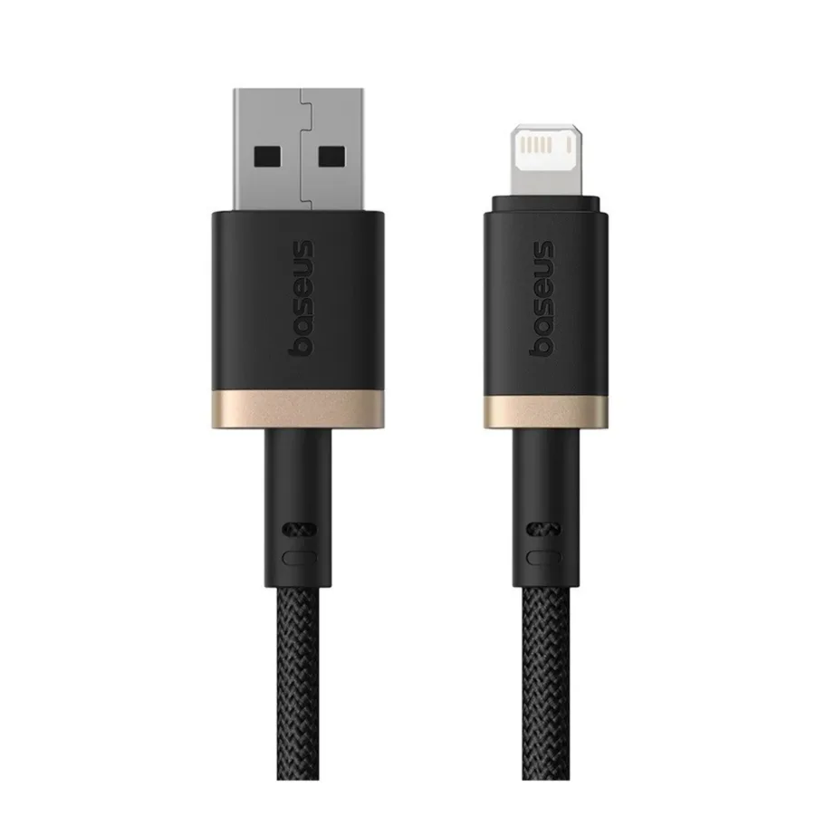 Baseus Dura P10377801U01-00 1 m 2,4 A must/kuldne nailonist USB-A–Lightning kiirlaadimiskaabel Apple’i seadmetele – 3
