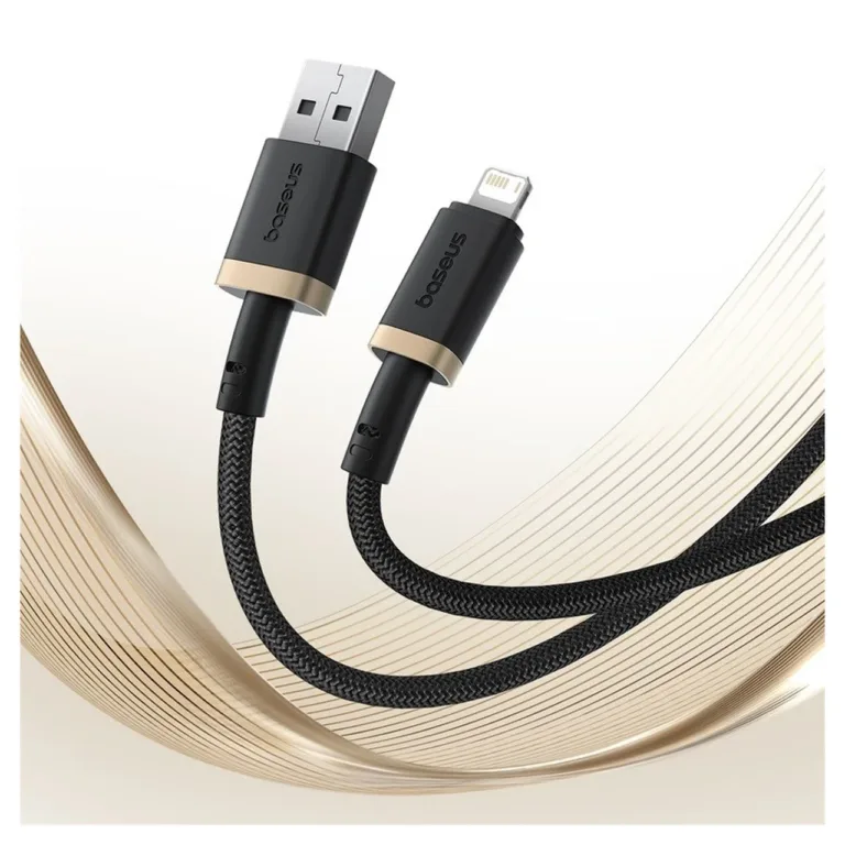 Baseus Dura P10377801U01-00 1 m 2,4 A must/kuldne nailonist USB-A–Lightning kiirlaadimiskaabel Apple'i seadmetele