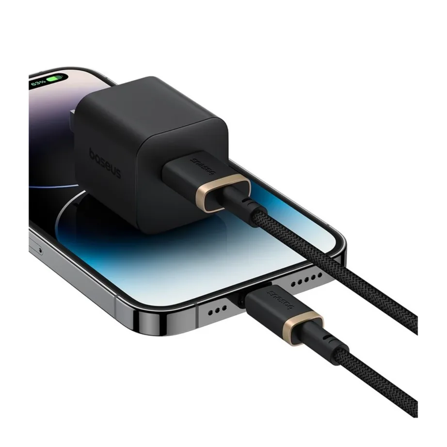 Baseus Dura P10377801U01-00 1 m 2,4 A must/kuldne nailonist USB-A–Lightning kiirlaadimiskaabel Apple’i seadmetele – 9