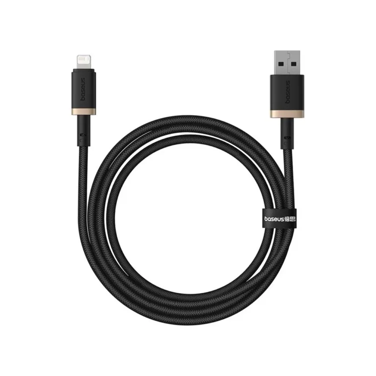 Baseus Dura P10377801U01-00 1 m 2,4 A must/kuldne nailonist USB-A–Lightning kiirlaadimiskaabel Apple'i seadmetele