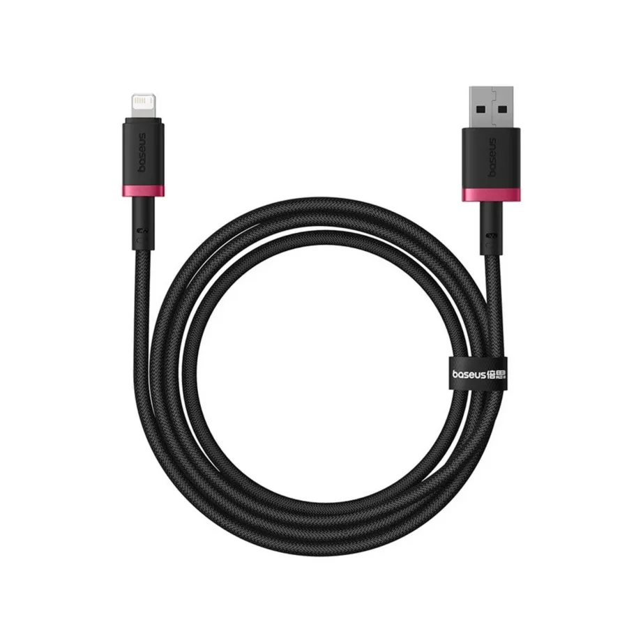 Baseus Dura P10377801U01-01 1 m 2,4A must/punane nailonist USB-A to Lightning kiirlaadimiskaabel Apple seadmetele – 4
