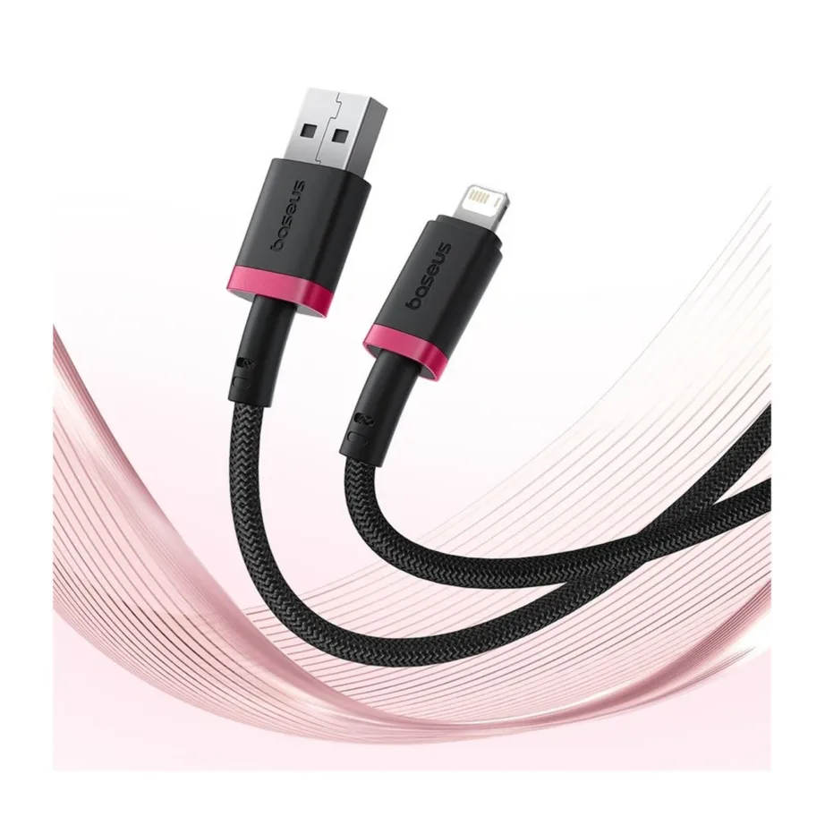 Baseus Dura P10377801U01-01 1 m 2,4A must/punane nailonist USB-A to Lightning kiirlaadimiskaabel Apple seadmetele – 7