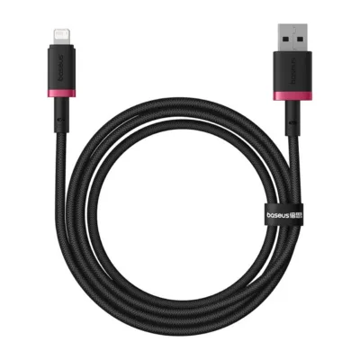 Baseus Dura P10377801U01-01 1 m 2,4A must/punane nailonist USB-A to Lightning kiirlaadimiskaabel Apple seadmetele