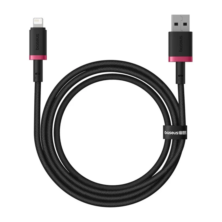 Baseus Dura P10377801U01-01 1 m 2,4A must/punane nailonist USB-A to Lightning kiirlaadimiskaabel Apple seadmetele