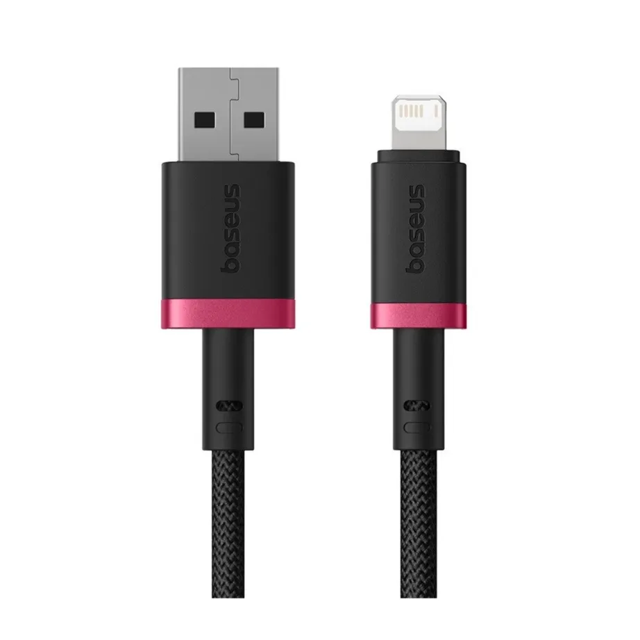 Baseus Dura P10377801U01-03 2 m 2,4A must/punane USB-A – Lightning kiirlaadimiskaabel Apple seadmetele – 2