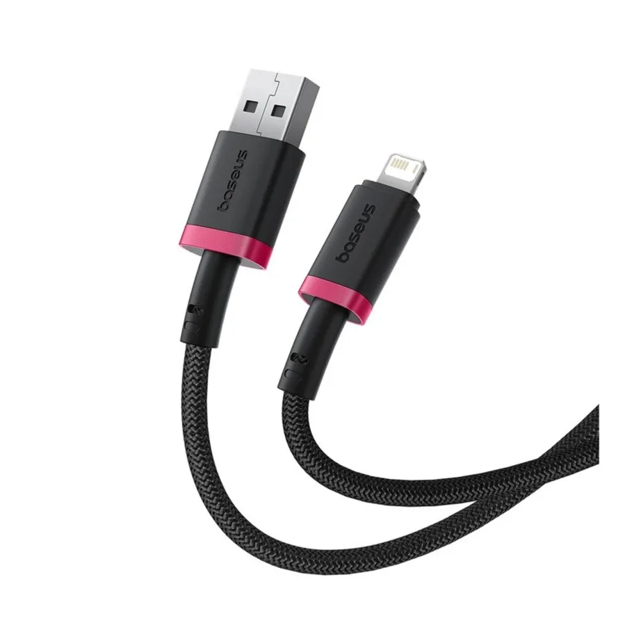 Baseus Dura P10377801U01-03 2 m 2,4A must/punane USB-A – Lightning kiirlaadimiskaabel Apple seadmetele – 4