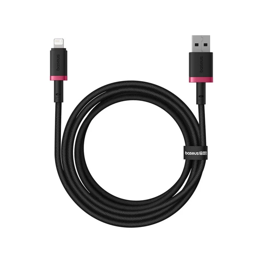 Baseus Dura P10377801U01-03 2 m 2,4A must/punane USB-A – Lightning kiirlaadimiskaabel Apple seadmetele