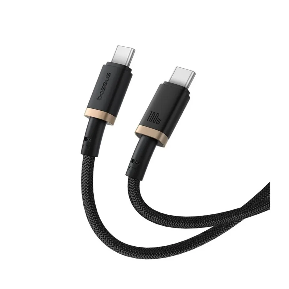 Baseus Dura P10377803U01-00 1 m 100 W USB-C–USB-C kiirlaadimiskaabel, nailon, must/kuldne – 2