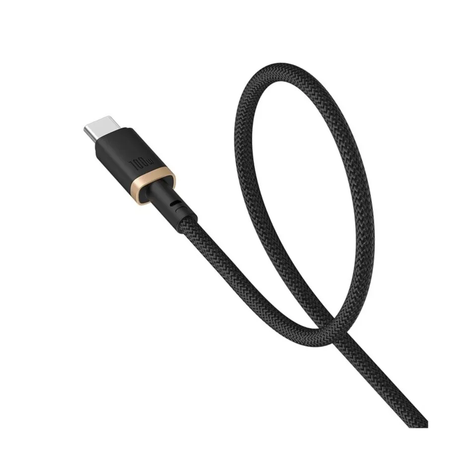 Baseus Dura P10377803U01-00 1 m 100 W USB-C–USB-C kiirlaadimiskaabel, nailon, must/kuldne – 3