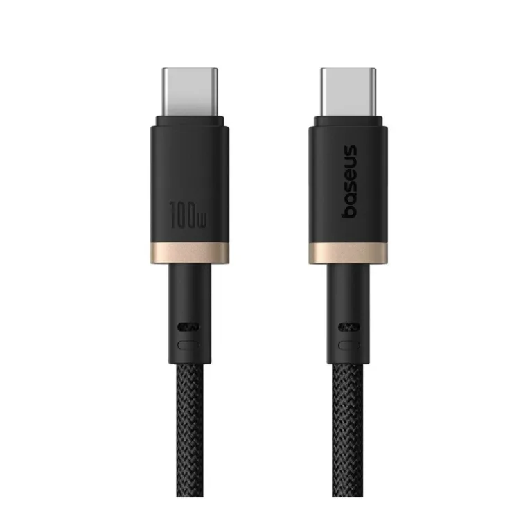 Baseus Dura P10377803U01-00 1 m 100 W USB-C–USB-C kiirlaadimiskaabel, nailon, must/kuldne