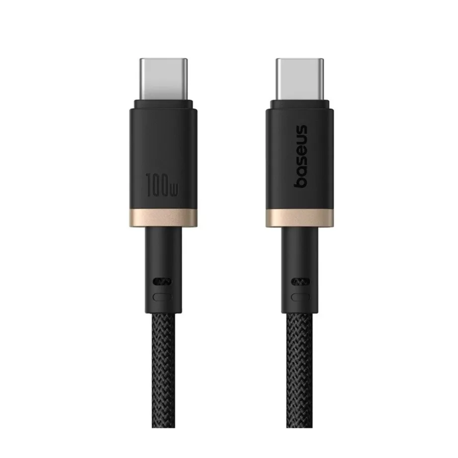 Baseus Dura P10377803U01-00 1 m 100 W USB-C–USB-C kiirlaadimiskaabel, nailon, must/kuldne – 4