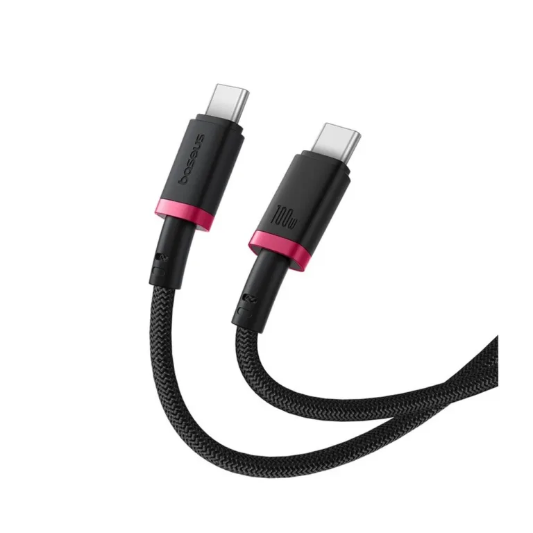 Baseus Dura P10377803U01-01 1 m 100 W USB-C–USB-C kiirlaadimiskaabel alumiinium, nailon, must/punane