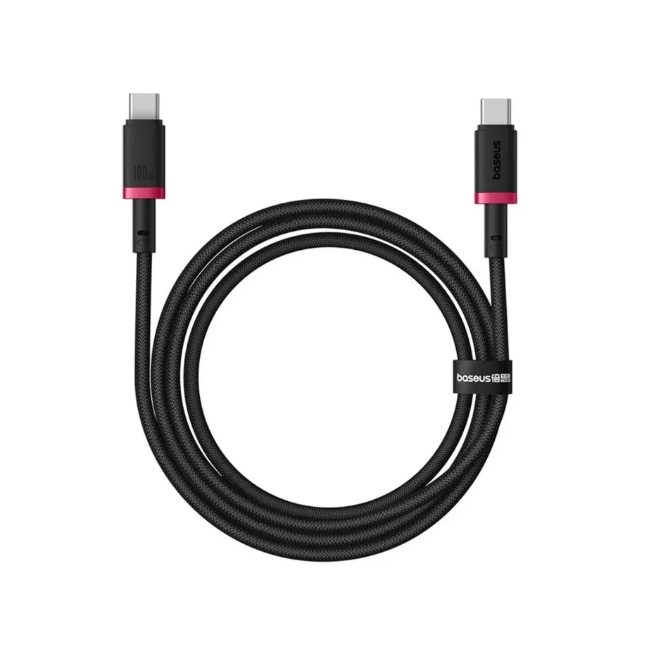 Baseus Dura P10377803U01-01 1 m 100 W USB-C–USB-C kiirlaadimiskaabel alumiinium, nailon, must/punane