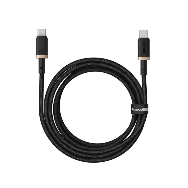 Baseus Dura P10377803U01-02 2 m 100W must/kuldne USB-C – USB-C kiirlaadimiskaabel nailonkattega