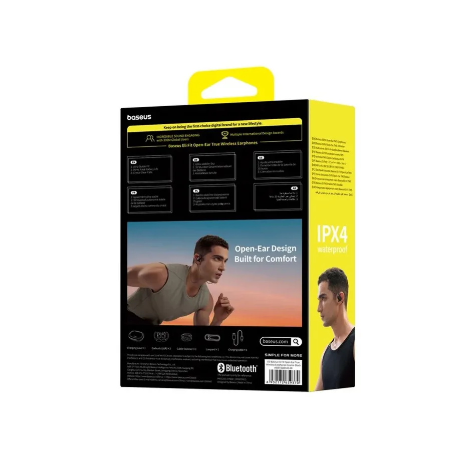 Baseus Eli Fit A00073200123-00 mustad avatud tüüpi IPX4 Bluetooth 5.3 juhtmevabad open-ear kõrvaklapid (behind-the-ear), USB-C, 7,5 tundi aku, muusika ja kõnede jaoks – 2