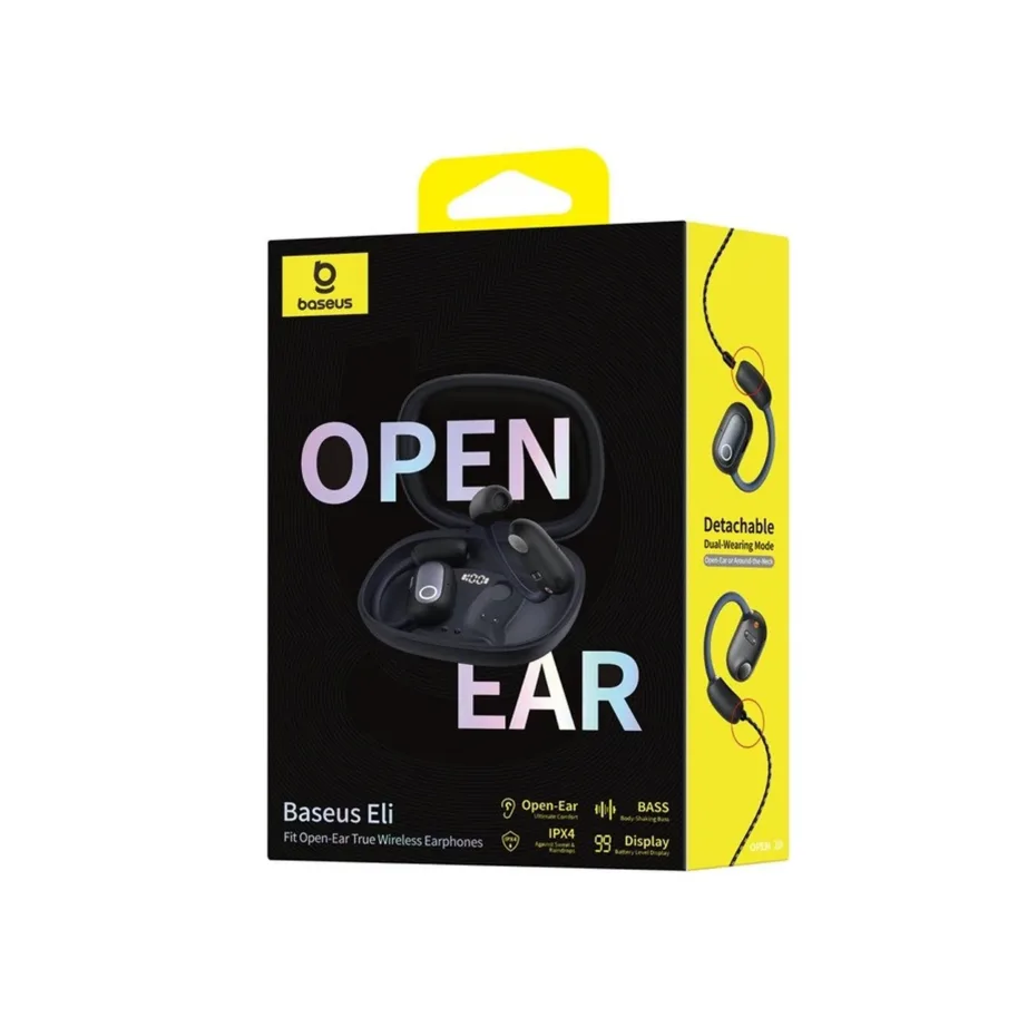 Baseus Eli Fit A00073200123-00 mustad avatud tüüpi IPX4 Bluetooth 5.3 juhtmevabad open-ear kõrvaklapid (behind-the-ear), USB-C, 7,5 tundi aku, muusika ja kõnede jaoks – 10
