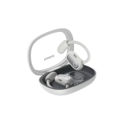 Baseus Eli Fit A00073200213-00 valged IPX4 avatud tüüpi Bluetooth 5.3 open-ear juhtmevabad peakomplektid USB-C laadimisega, puutetundliku juhtimisega, 7,5-tunnise kuulamisajaga, kahe kõrva jaoks kõnede ja muusika esitamiseks