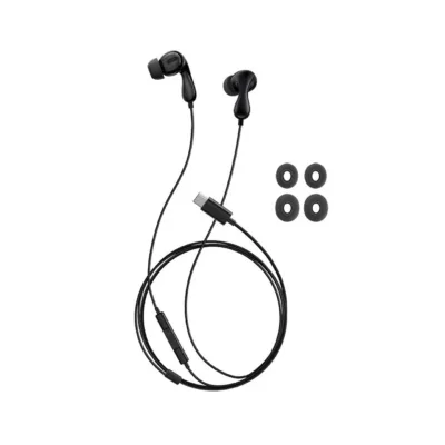 Baseus Encok CZ20 USB-C juhtmega mustad in-ear kõrvaklapid mikrofoniga, 1.1 m ABS kaabel