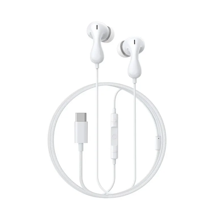 Baseus Encok CZ20 USB-C valged 1,1 m juhtmega kõrvasisesed kõrvaklapid mikrofoniga
