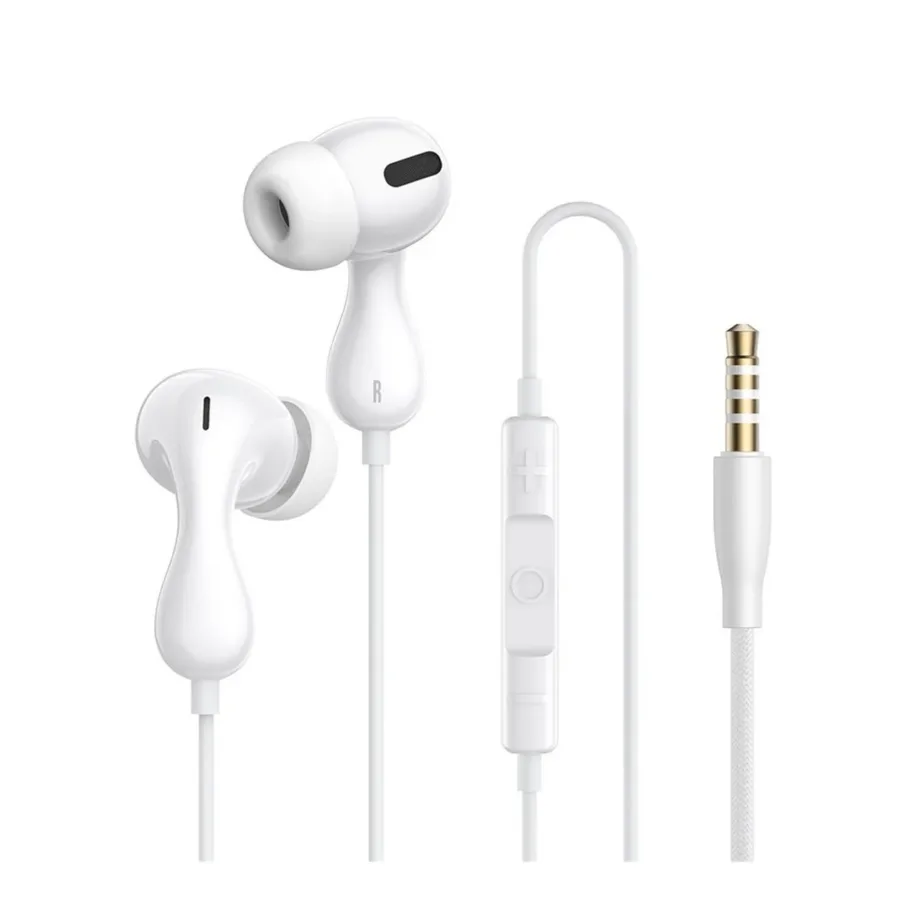 Baseus Encok HZ20 1,1 m ABS valged juhtmega in-ear kõrvaklapid mikrofoniga, 3,5 mm ühendus kõnede ja muusika jaoks – 3