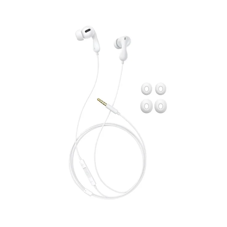 Baseus Encok HZ20 1,1 m ABS valged juhtmega in-ear kõrvaklapid mikrofoniga, 3,5 mm ühendus kõnede ja muusika jaoks