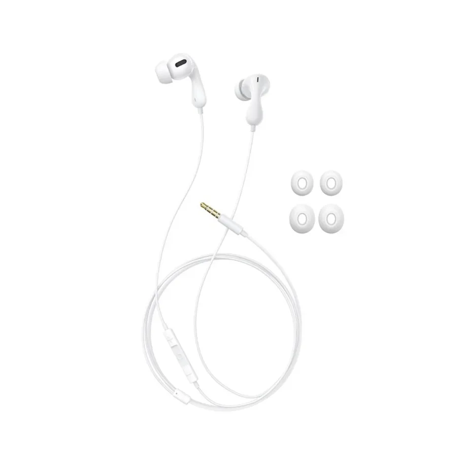 Baseus Encok HZ20 1,1 m ABS valged juhtmega in-ear kõrvaklapid mikrofoniga, 3,5 mm ühendus kõnede ja muusika jaoks – 4