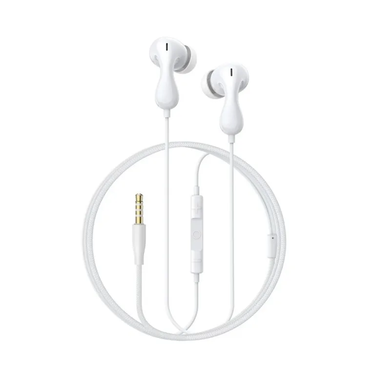 Baseus Encok HZ20 1,1 m ABS valged juhtmega in-ear kõrvaklapid mikrofoniga, 3,5 mm ühendus kõnede ja muusika jaoks