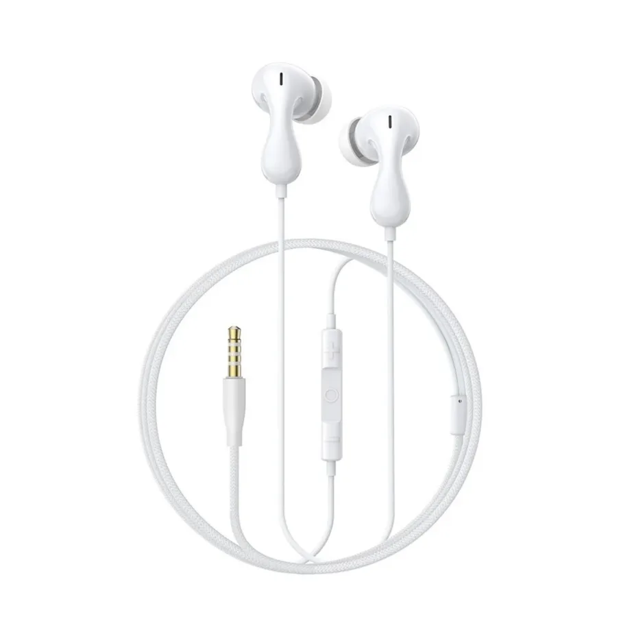 Baseus Encok HZ20 1,1 m ABS valged juhtmega in-ear kõrvaklapid mikrofoniga, 3,5 mm ühendus kõnede ja muusika jaoks – 5