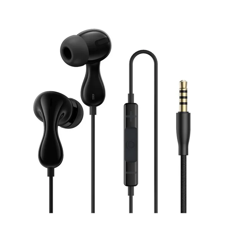 Baseus Encok HZ20 1,1 m mustad juhtmega in-ear kõrvaklapid mikrofoniga, 3,5 mm pistik, nuppjuhtimine