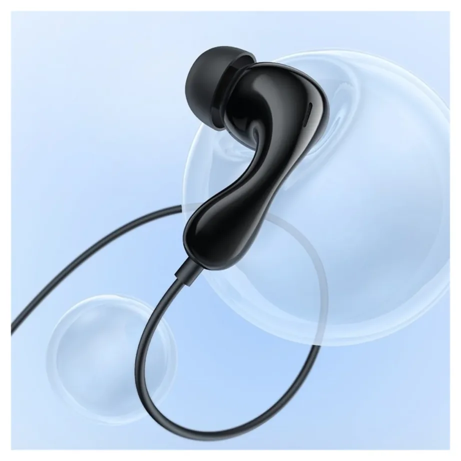 Baseus Encok HZ20 1,1 m mustad juhtmega in-ear kõrvaklapid mikrofoniga, 3,5 mm pistik, nuppjuhtimine - 6
