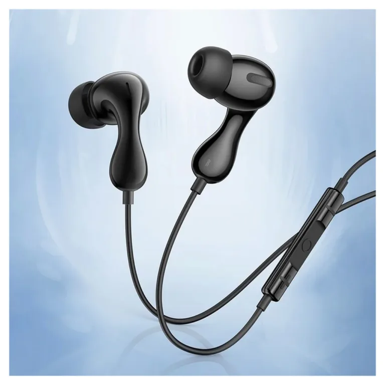 Baseus Encok HZ20 1,1 m mustad juhtmega in-ear kõrvaklapid mikrofoniga, 3,5 mm pistik, nuppjuhtimine