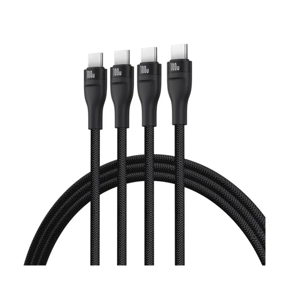 Baseus Flash Series P10377503111-00 1,5 m 3xUSB-C 100W nailonist kiirlaadimiskaabel must – 4