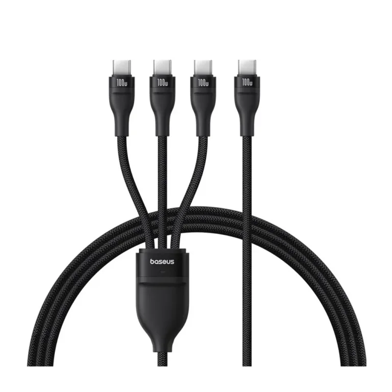 Baseus Flash Series P10377503111-00 1,5 m 3xUSB-C 100W nailonist kiirlaadimiskaabel must