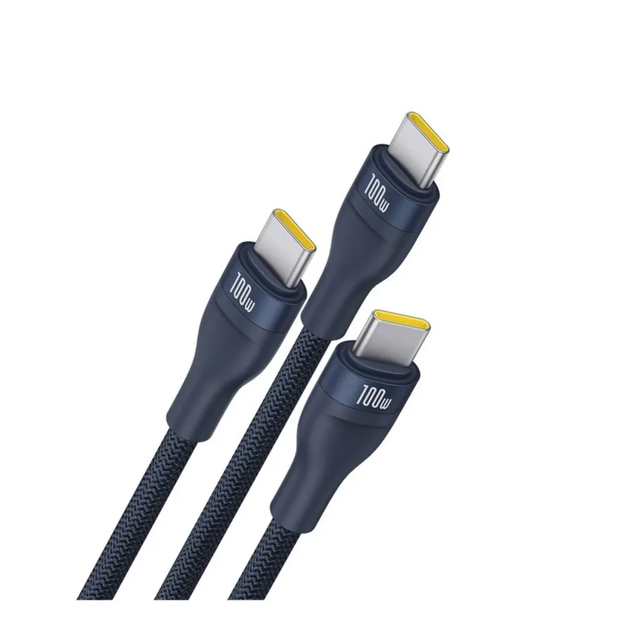 Baseus Flash Series P10377503321-00 1,5 m 3x USB-C 100W kiirlaadimiskaabel, sinine, punutud nailon – 2