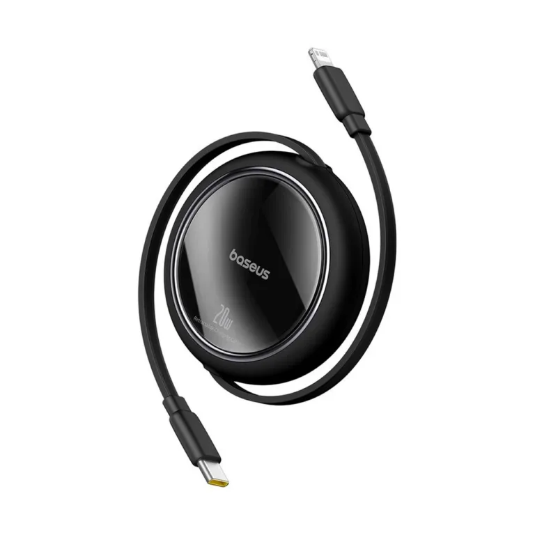 Baseus Free2Pull P10364501111-00 1 m must, 20 W USB-C–Lightning teleskoopkaabel kiirlaadimise ja andmeedastuse jaoks