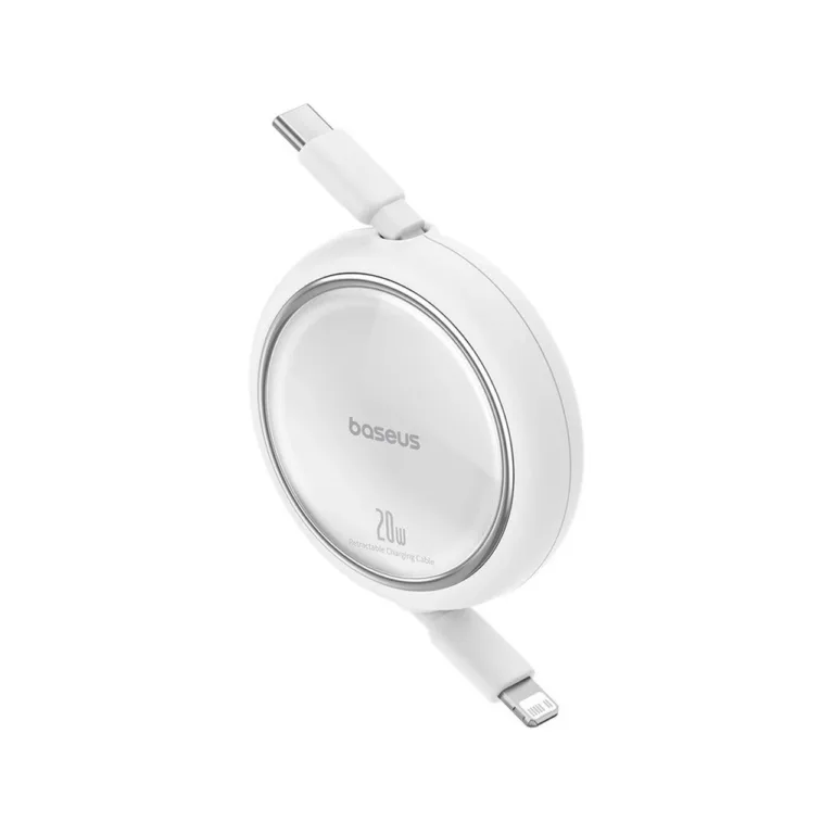Baseus Free2Pull P10364501211-00 1 m valge USB-C–Lightning 20W tõmmatav kiirlaadimiskaabel Apple'i seadmetele