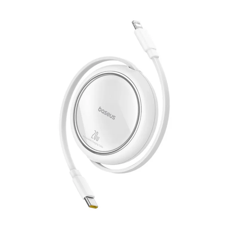 Baseus Free2Pull P10364501211-00 1 m valge USB-C–Lightning 20W tõmmatav kiirlaadimiskaabel Apple'i seadmetele
