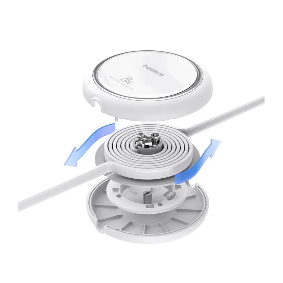 Baseus Free2Pull P10364501211-00 1 m valge USB-C–Lightning 20W tõmmatav kiirlaadimiskaabel Apple’i seadmetele – 6