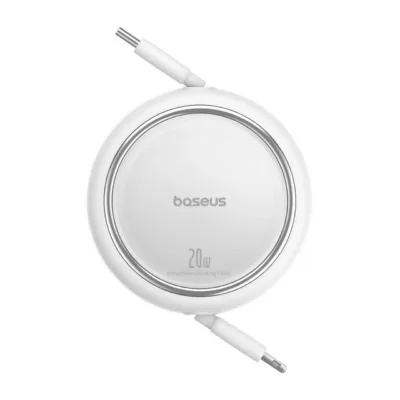 Baseus Free2Pull P10364501211-00 1 m valge USB-C–Lightning 20W tõmmatav kiirlaadimiskaabel Apple'i seadmetele