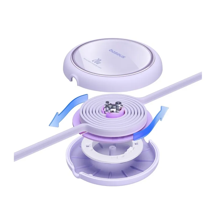 Baseus Free2Pull P10364501511-00 1 m 20 W USB-C to Lightning tõmmatav kaabel, lilla TPE/PC – 5