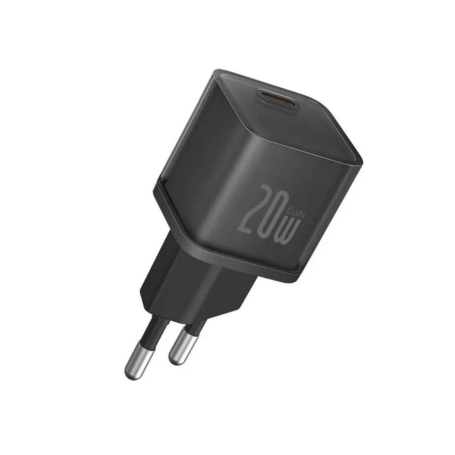 Baseus GaN5S P10162503113-00 20W USB-C kiirelaadija, must, kompaktne seinamudel universaalsetele seadmetele – 3