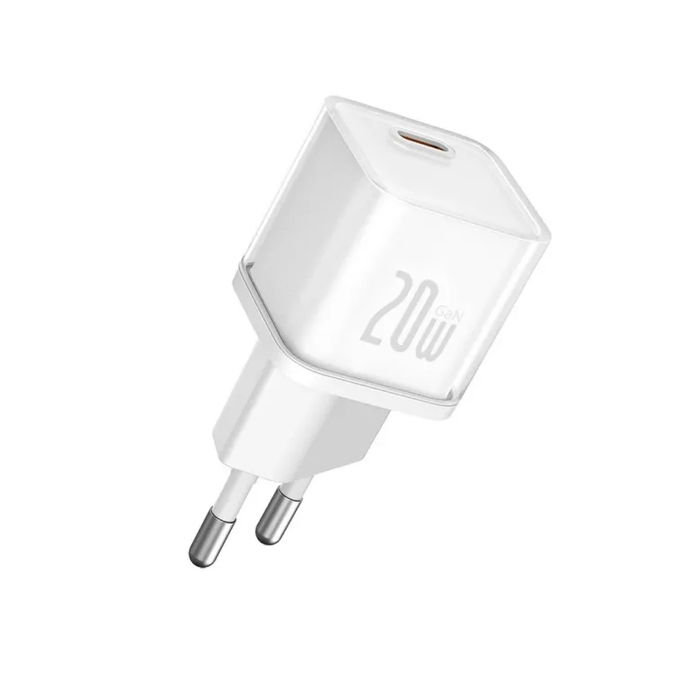 Baseus GaN5S P10162503213-00 20 W valge USB-C kiirlaadija, 31×31×48 mm, universaalne
