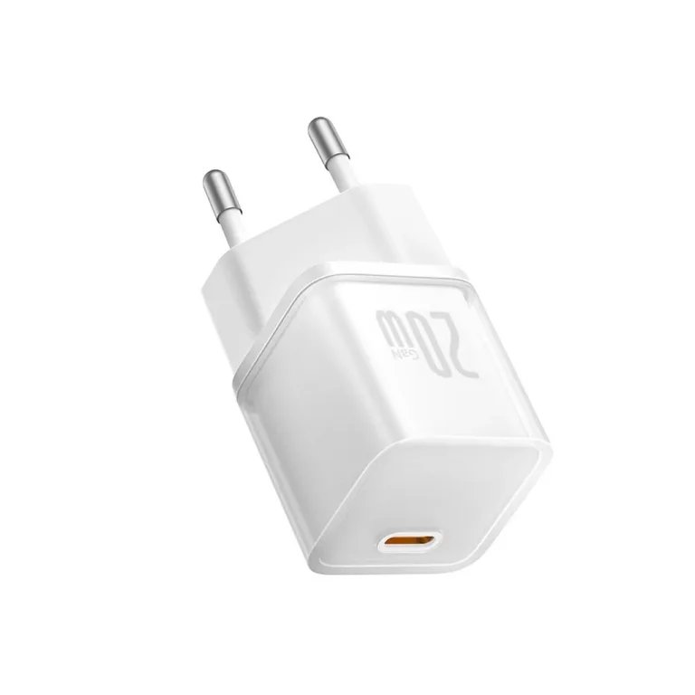 Baseus GaN5S P10162503213-00 20 W valge USB-C kiirlaadija, 31×31×48 mm, universaalne