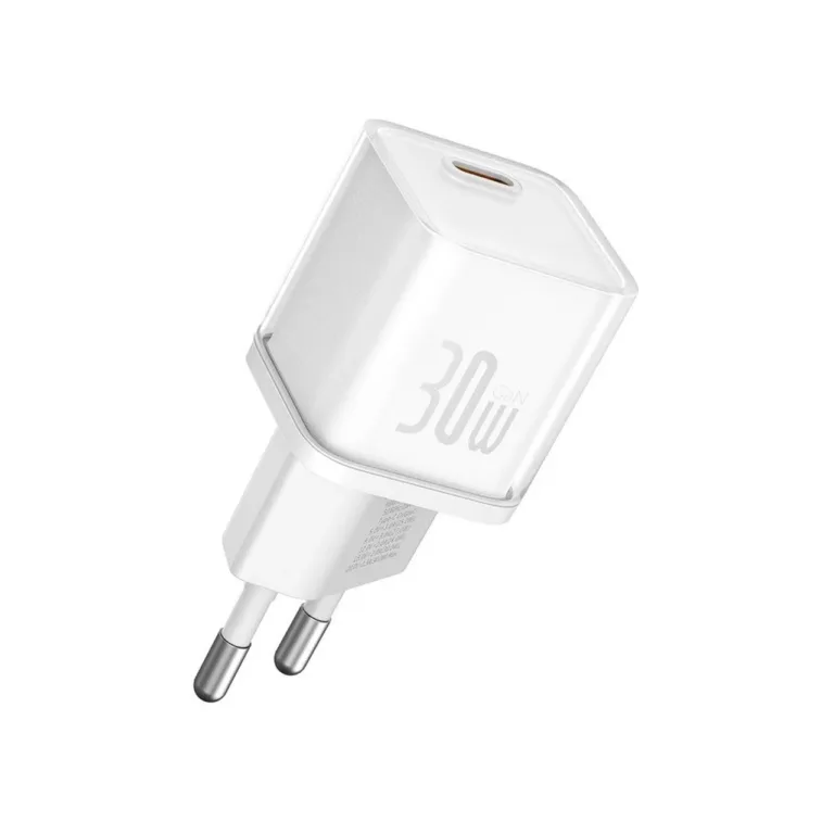 Baseus GaN5S P10162504213-00 30W valge USB-C kiirlaadija Power Delivery, universaalne