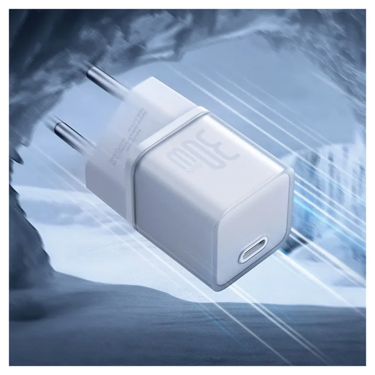 Baseus GaN5S P10162504213-00 30W valge USB-C kiirlaadija Power Delivery, universaalne
